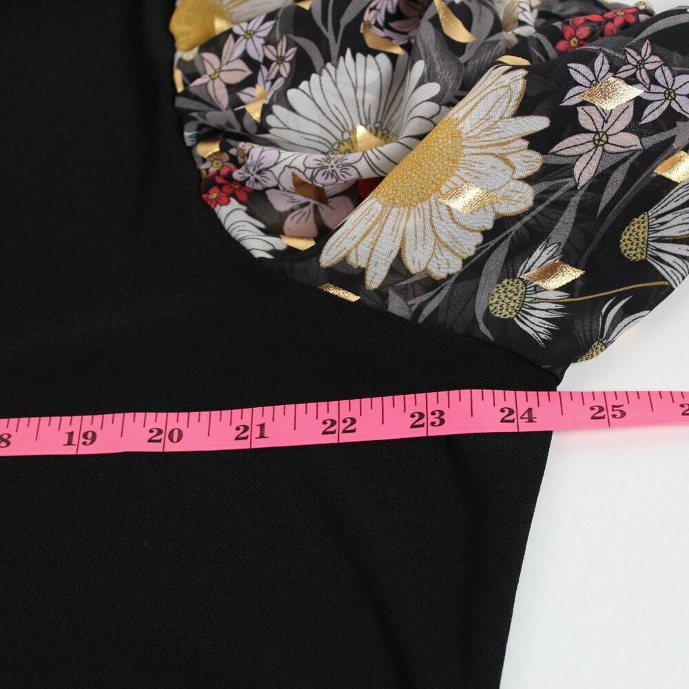 MADISON Paris New York Black Floral Puff Sleeve Top 2X - Picture 5 of 6